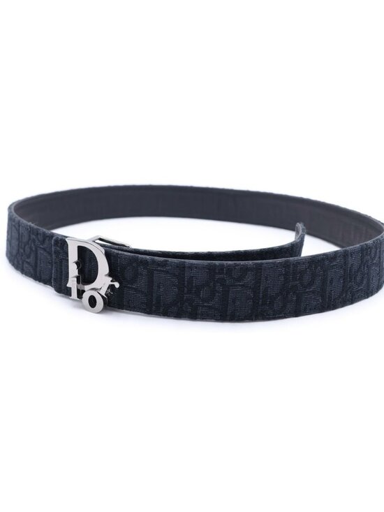 Dior Oblique Leather Belt Black 90 36 Gunmetal